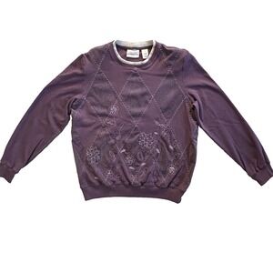 Alfred‎ Dunner Women's Sweatshirt Size Small Lavender Purple Embroidered Floral